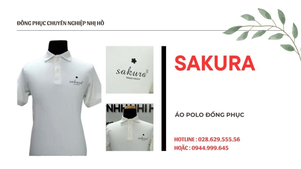 Áo Thun Cá Sấu Cotton & CVC 4 Chiều Trắng cho thương hiệu mỹ phẩm Sakura